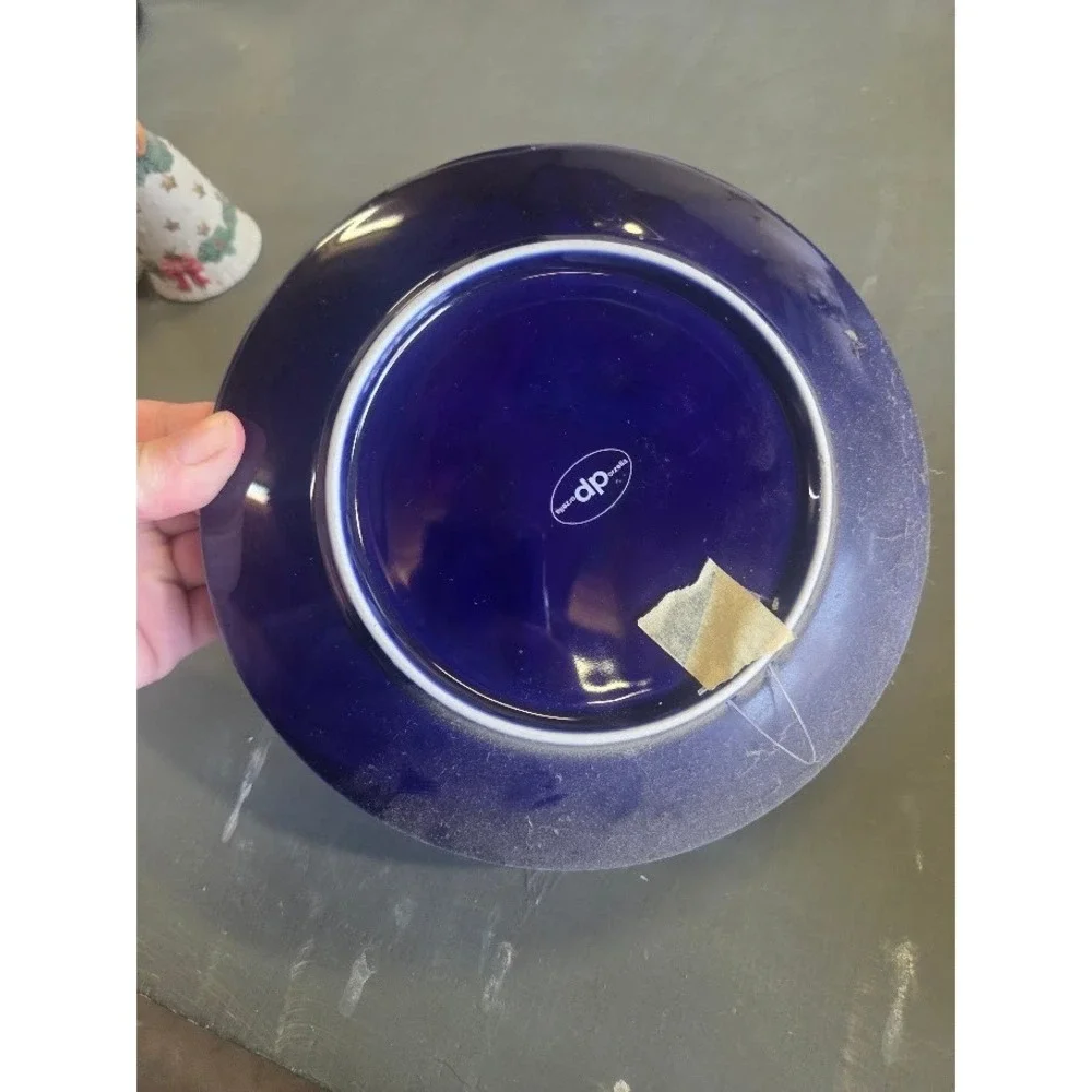 DP Porzellan Worms Germany Souvenir Plate Cobalt Blue Skyline Etched Design 7.5